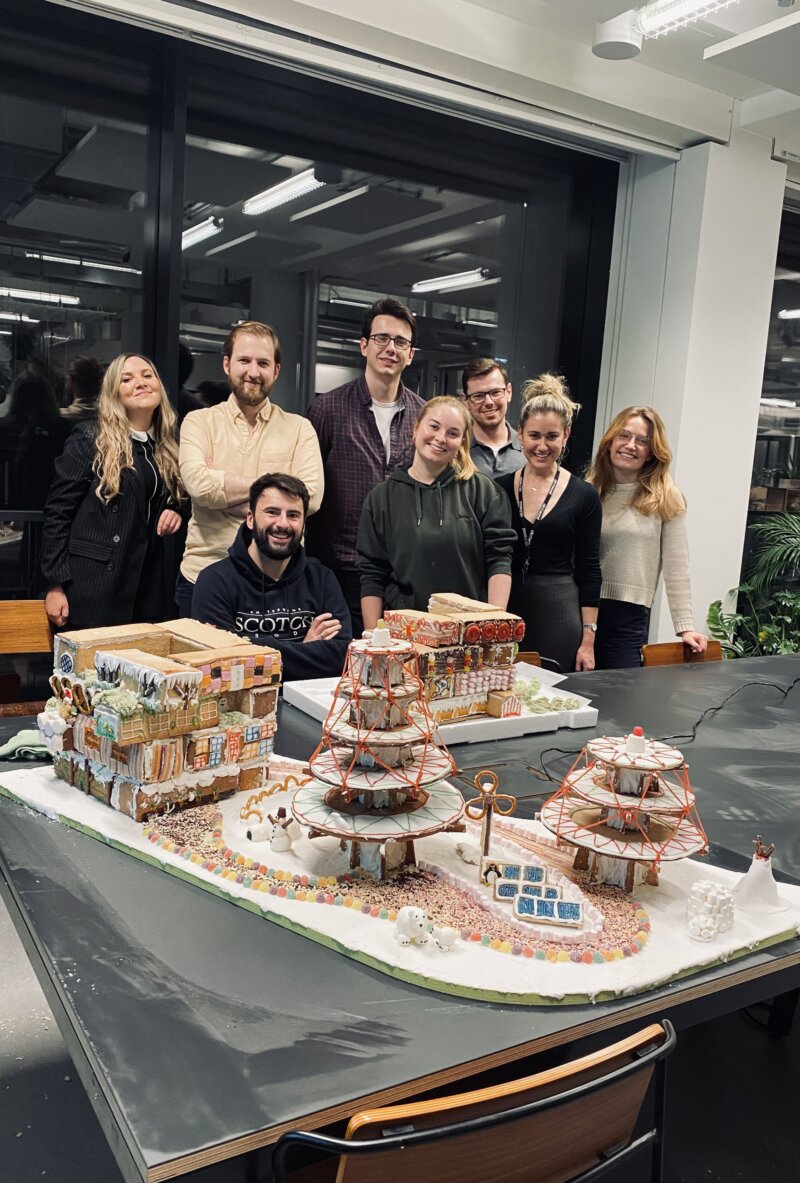 Right: The gingerbread engineers. Left: Photo courtesy of Luke O'Donovan